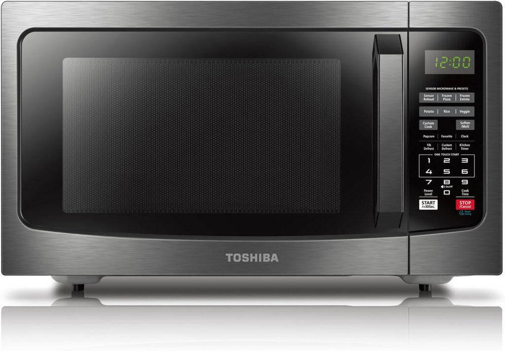 black stainless steel countertop microwave