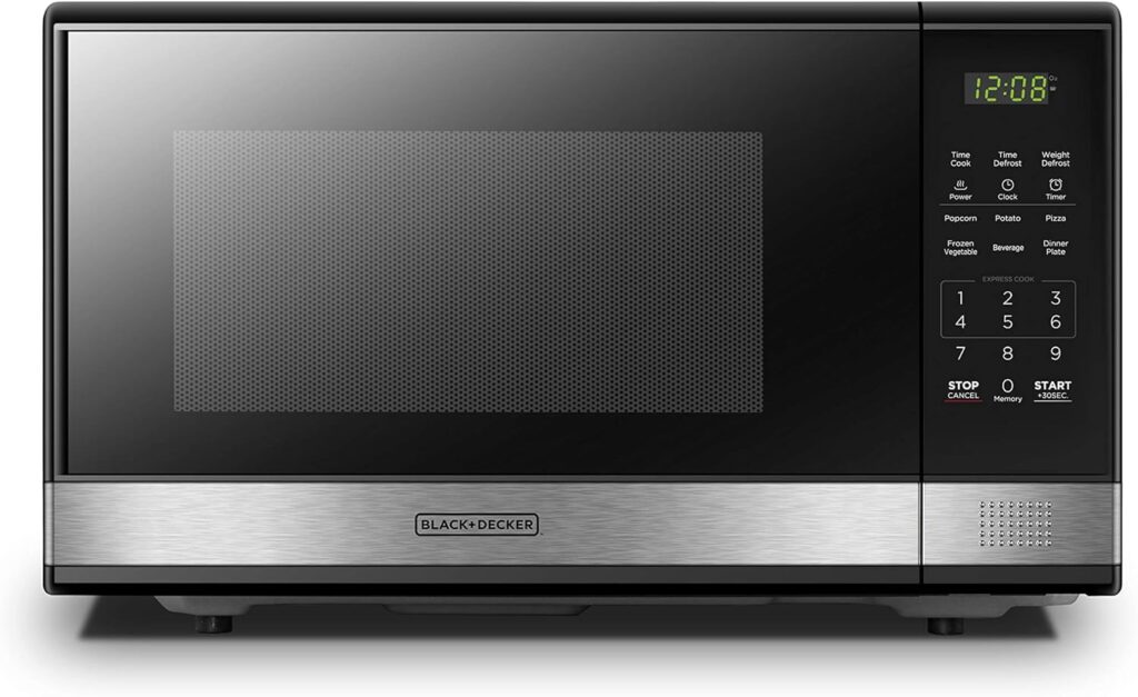 black stainless steel countertop microwave